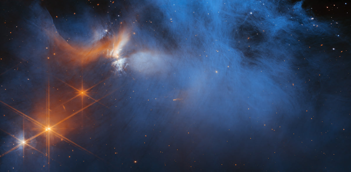 Chameleon I dark molecular cloud illuminated by protostar Ced 110 IRS 4 — James Webb Space Telescope NIRCam image 2023, 630 light-years away